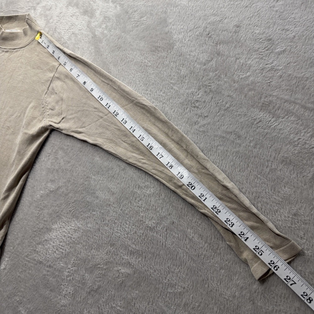 Windridge Mock Neck Sweater Womens M Tan 100% Silk Knit Vintage Preppy Casual - Picture 11 of 13